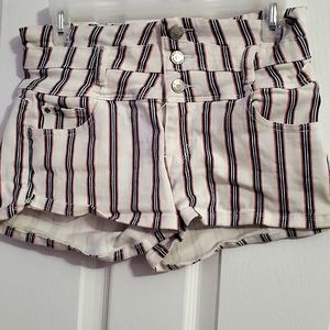 Hot Kiss Retro Y2K White Striped High Waist Shorty Shorts 9